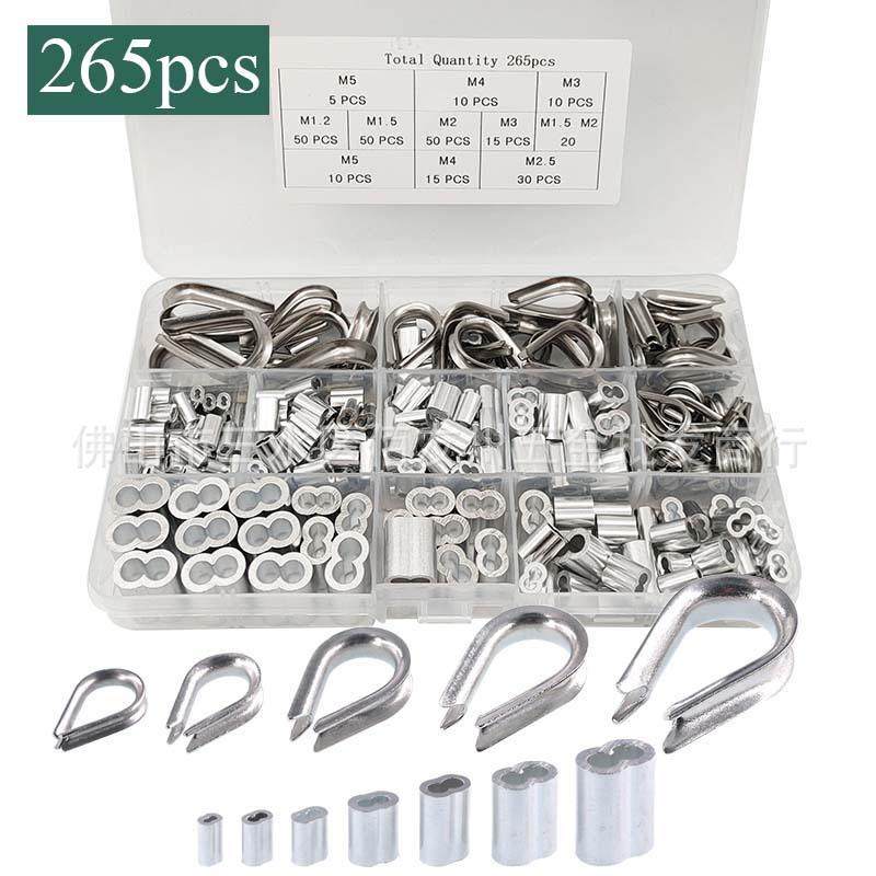 跨境货源 265pcs/盒 8字型铝管三角鸡心环组合套装 M1.2-M5