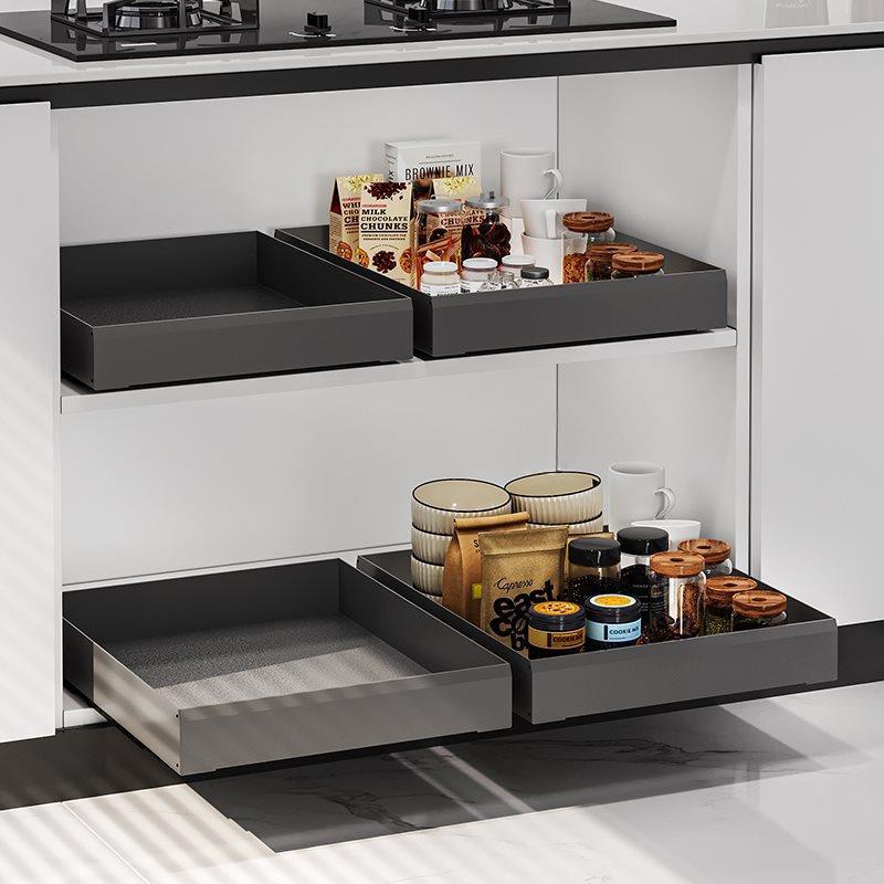 拉篮厨房橱柜抽屉式免打孔免安装柜内下水槽收纳调味品调料置物架