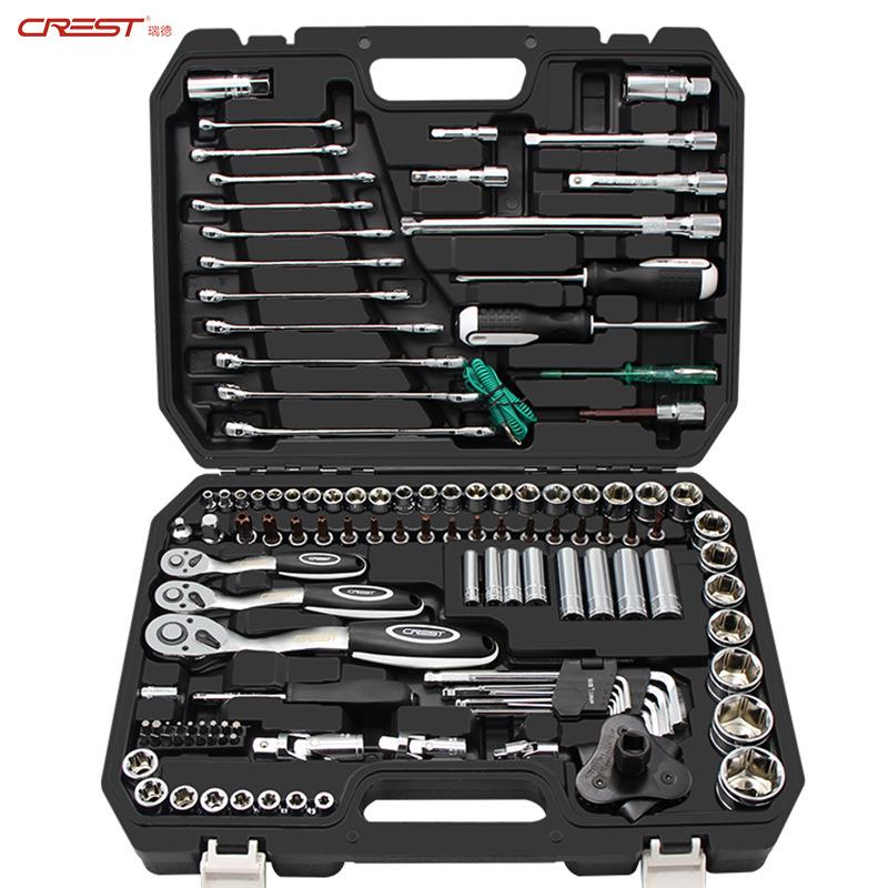 瑞德汽修套筒套装 汽车维修套管组合 修车棘轮扳手工具大全全套箱