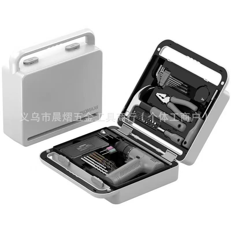手提式工具箱收纳多功能组合工具带锂电钻便携式手动工具组套跨境