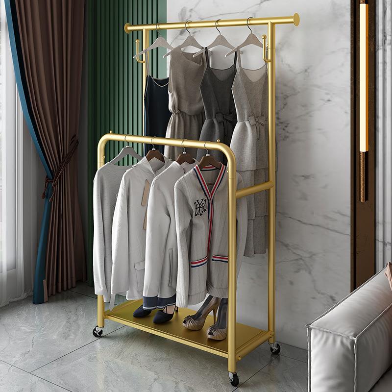 双排凉衣架客厅阳台双杆挂衣帽架卧室收纳双杠收纳架厂家直销