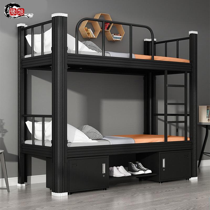 员工宿舍双层床带储物柜公寓单人铁艺床学校上下铺高低双人铁架床