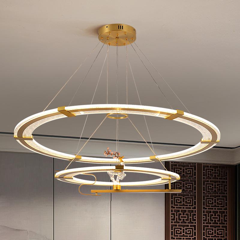 新款全铜新中式吊灯小鹿客厅灯现代简约餐厅卧室灯饰轻奢灯具