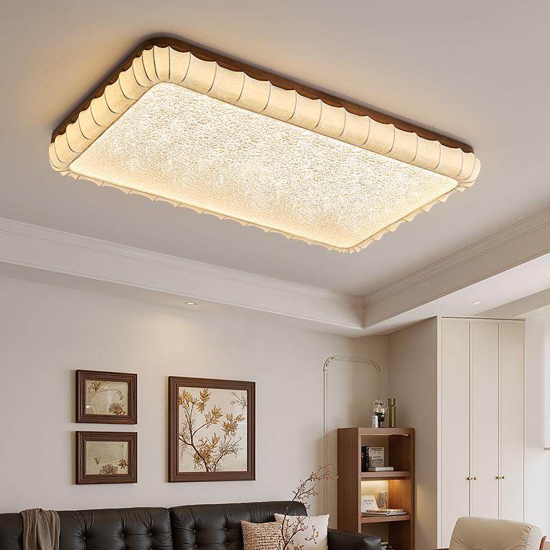 法式中古风客厅吸顶灯实木复古高级感布艺宋代美学主卧室房间灯具