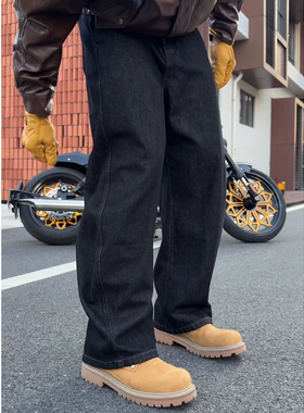 SKYROCKET扶摇【怪奇物语】（美式阔腿弯刀版型做旧拉绒牛仔裤）