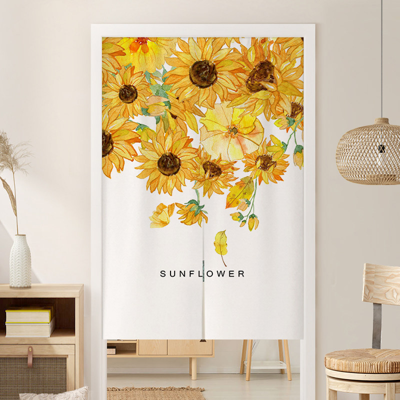 加厚棉麻家用门帘免打孔安装