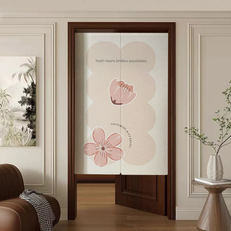 加厚棉麻家用门帘免打孔