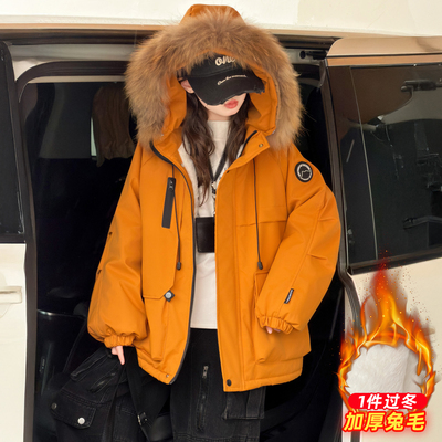 女童冬款加绒加厚外套初中生时髦