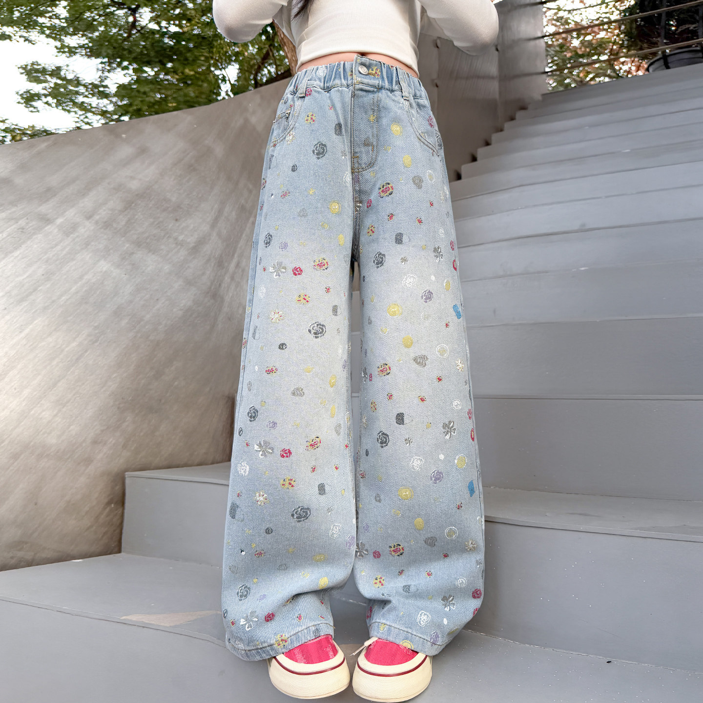 儿童装女童春装裤子直筒长裤2026新款中大童女孩春秋款阔腿牛仔裤,童装/婴儿装/亲子装,裤子,淘宝优惠券,粉丝福利购,淘宝优惠卷