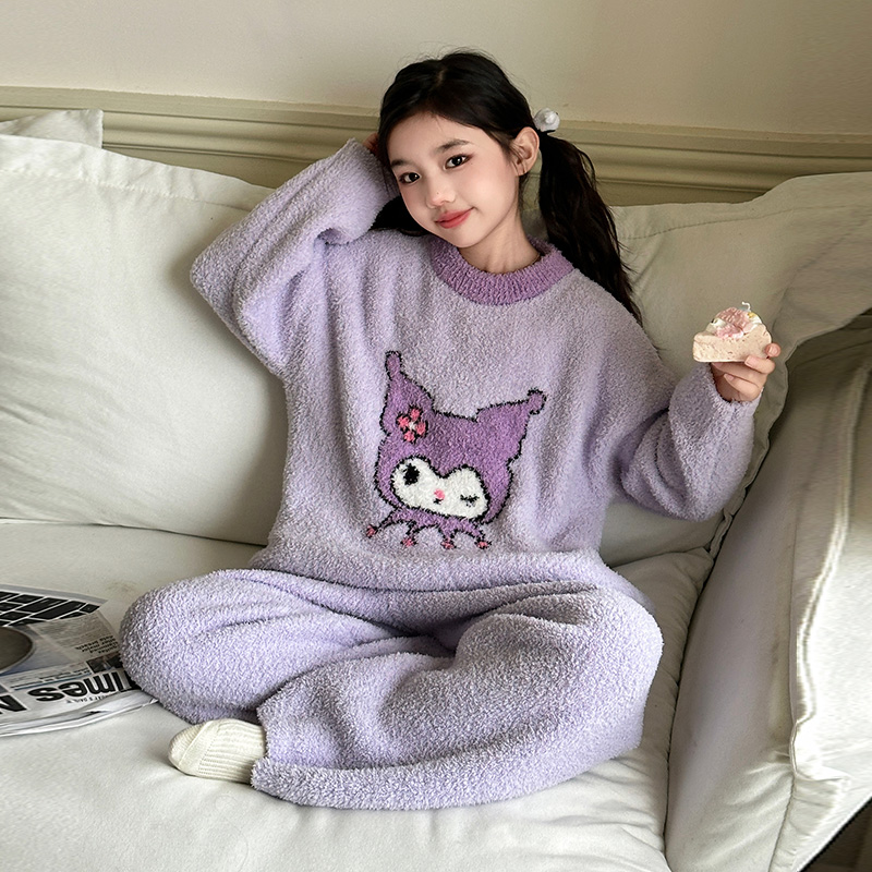 女童秋冬款加厚家居服珊瑚绒睡衣