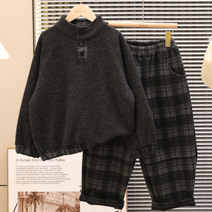 儿童装女童冬装加绒卫衣套装2025新款中大童女孩冬季加厚洋气时髦