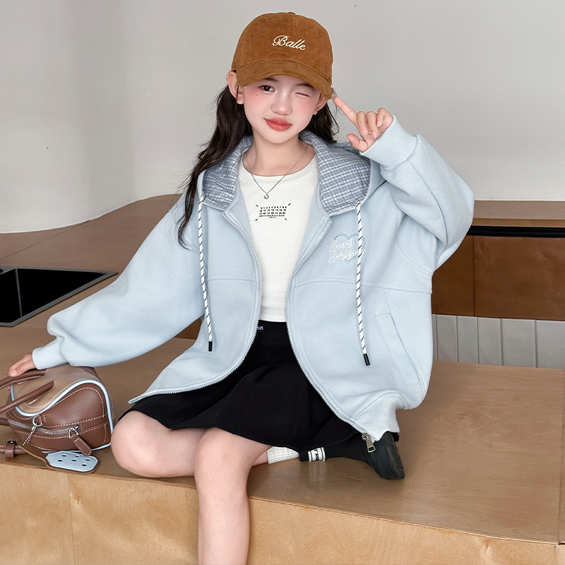 女童春秋款连帽外套休闲开衫上衣