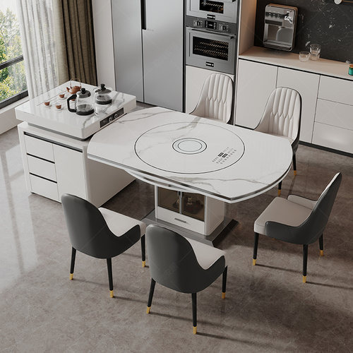 可移动岛台岩板餐桌多功能电磁炉