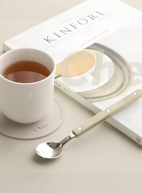 【韩国原单】韩式Cher茶勺食品级304不锈钢PC手柄小勺甜品咖啡勺