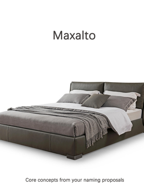 慕兰卡 M°naca  意式轻奢真皮床头层牛皮主卧1.8米双人床软靠包