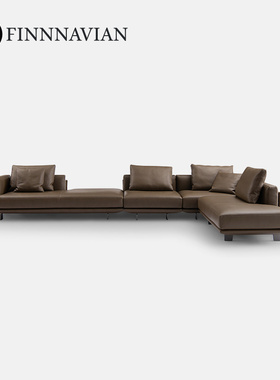 慕兰卡 M°naca 意式极简别墅转角全真皮模块组合编织沙发马特尔