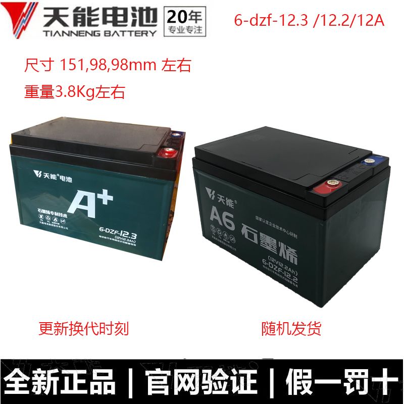 德国进口天能电动车电池三轮车电池单个单只12V12,2A/20.2A/32.2A