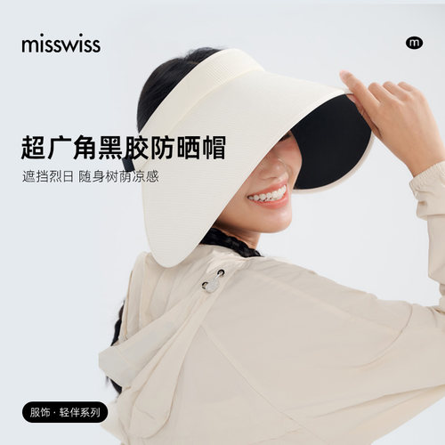 MissWiss超广角黑胶防晒帽女男女通用灯罩款遮阳空顶帽YFMZ25001