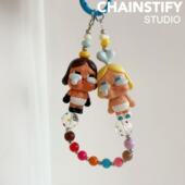 新款 可爱卡通pop哭娃手机链小众设计改娃手机挂绳玩偶公仔钥匙扣