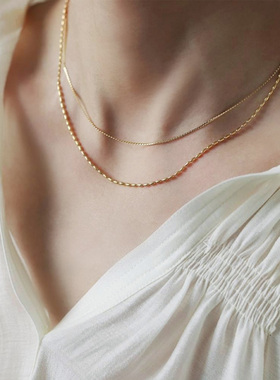 钛钢不褪色米粒双层叠戴项链