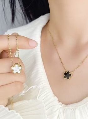 钛钢不褪色森系五叶草项链