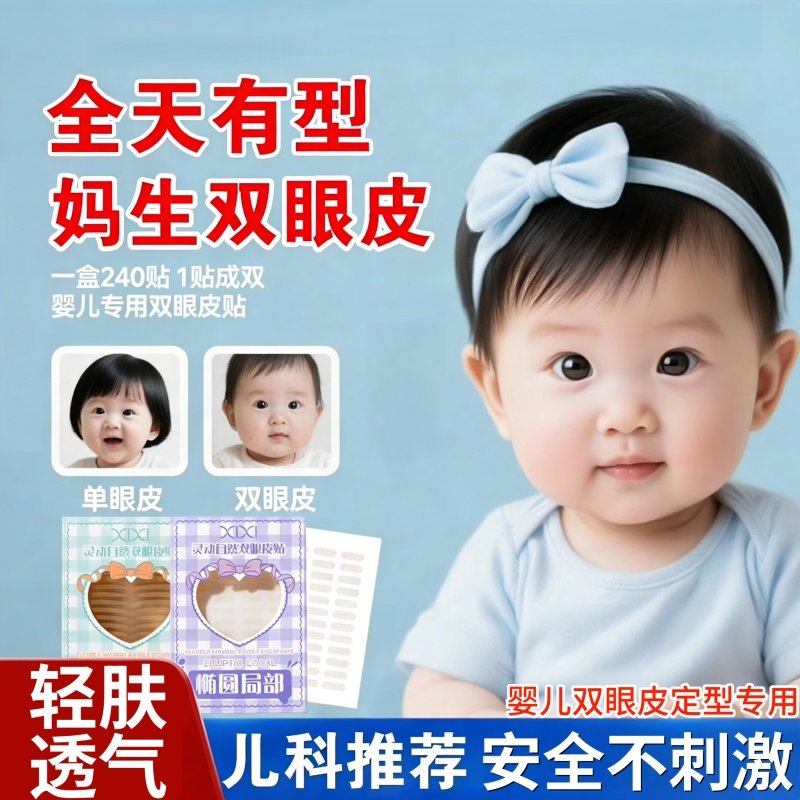 婴儿小宝宝专用双眼皮贴晚上睡觉定型神器大眼睛女孩小孩儿童无痕