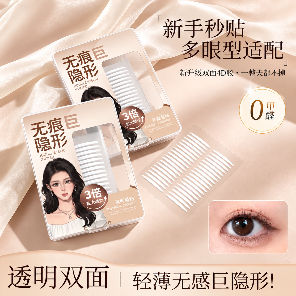 双眼皮贴肿眼泡专用双面加宽强支撑不反光持久定型自然无痕眼尾贴图片