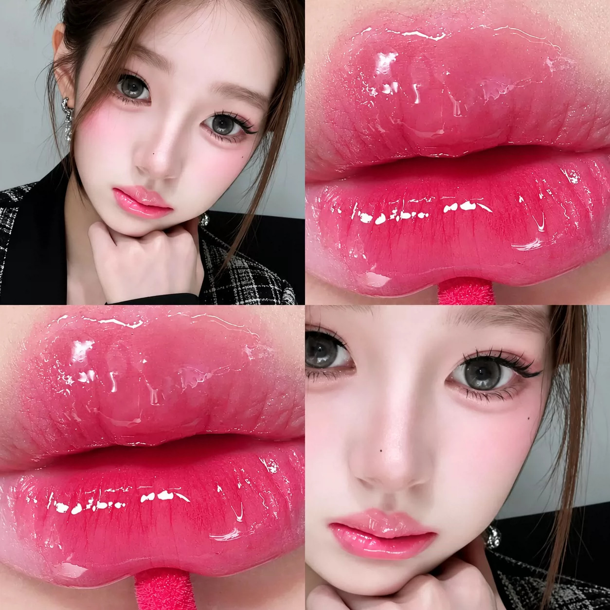 火龙果色唇釉橄榄皮冷感韩妹卧蚕显白郁金香水光镜面唇釉唇蜜口红