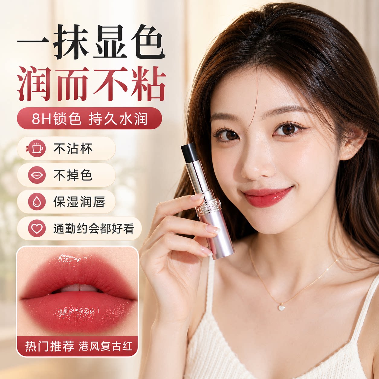 唇膏口红二合一不掉色不沾杯女素颜显白滋润裸色官方旗舰店正品