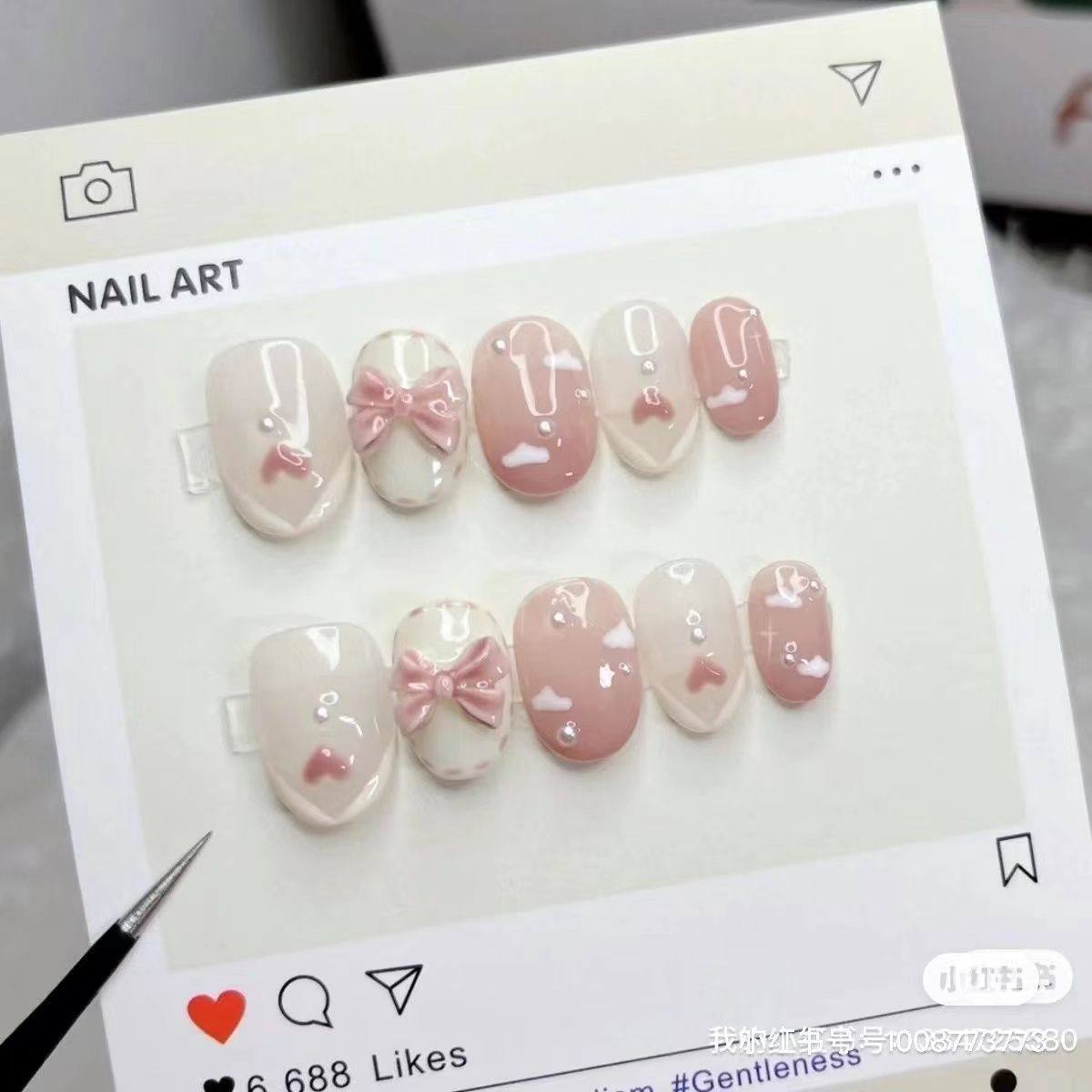 纯手工儿童穿戴甲女童手工美甲 蜜桃奶油穿戴甲 可拆卸,彩妆/香水/美妆工具,穿戴甲/甲片,淘宝优惠券,粉丝福利购,淘宝优惠卷