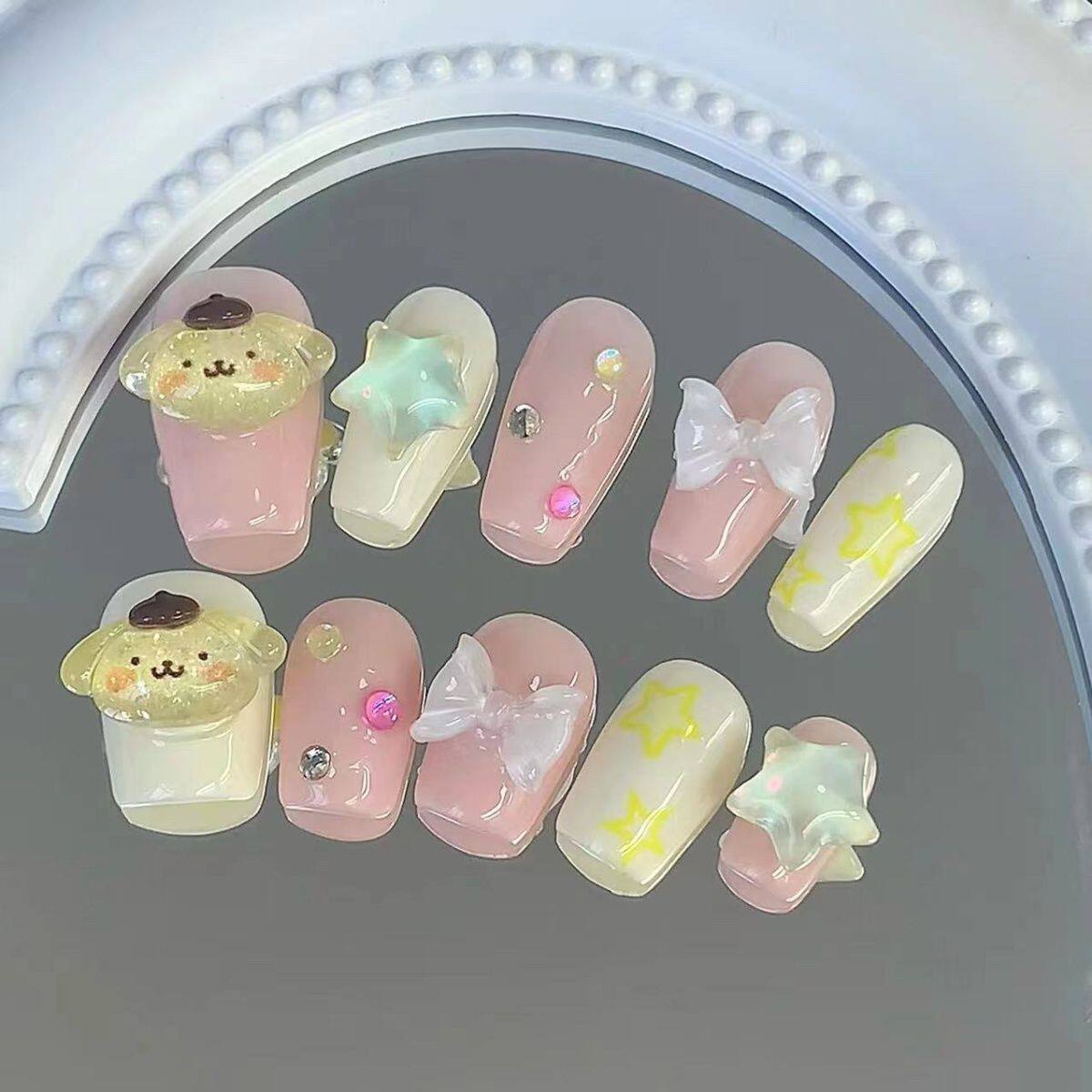 手工儿童穿戴甲女童清透奶黄摩卡布丁狗芝士布丁狗穿戴甲穿戴甲