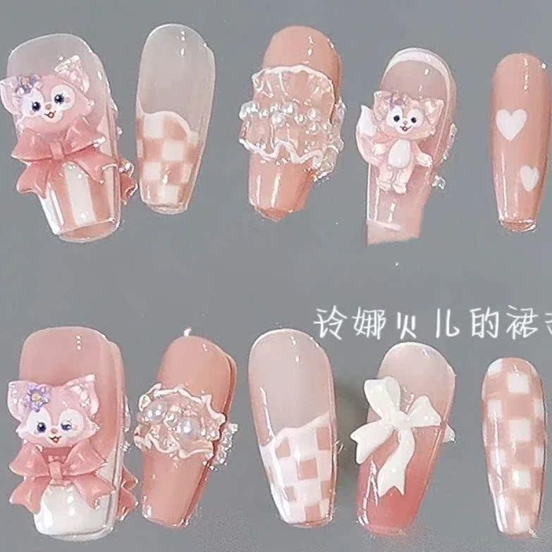 纯手工穿戴甲卡通琳娜贝尔的裙摆卡通少女心甜美儿童学生孕妇可用,彩妆/香水/美妆工具,穿戴甲/甲片,淘宝优惠券,粉丝福利购,淘宝优惠卷