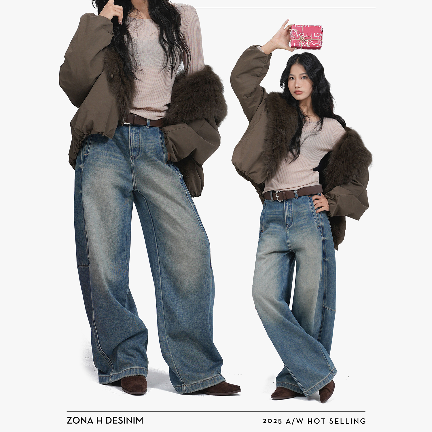 ZONA H DESINIM ·「解压裤」拖地阔腿牛仔裤修身显瘦女秋冬88722