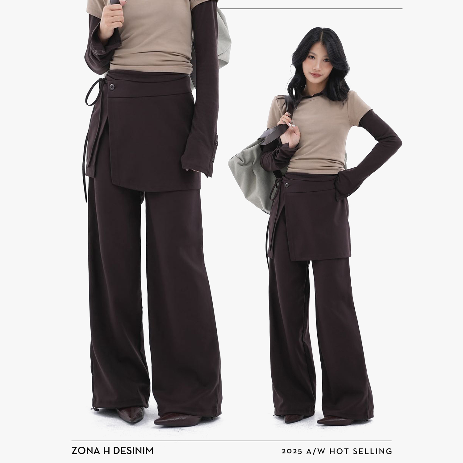 ZONA H DESINIM ·「叠叠裤」直筒阔腿西装裤修身显瘦女秋冬 T005