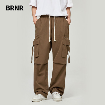 BRNR（服饰）美式直筒加绒男士工装裤秋冬款冬季潮牌宽松伞兵裤女