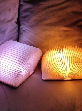 LED Foldable Book Light Creative Wooden Luminous Book for Ch