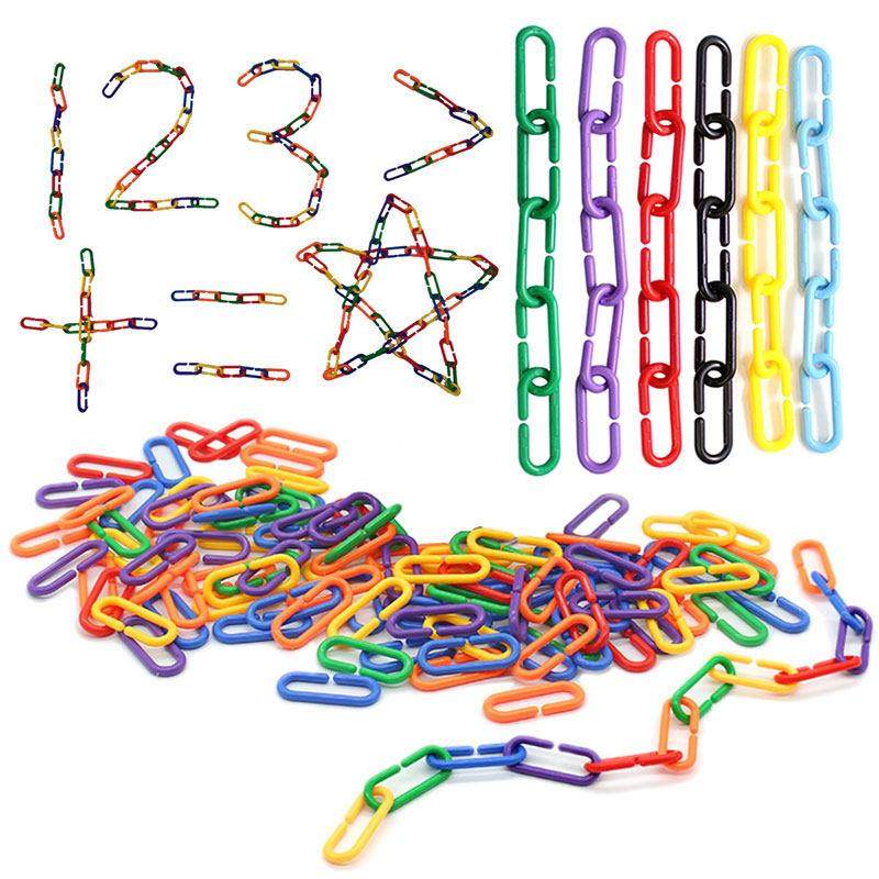 60PCS Kids Geometric Chain Linked Buckle Building Block Educ