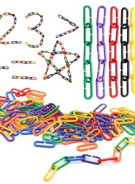 60PCS Kids Geometric Chain Linked Buckle Building Block Educ