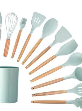 Silicone spatula, stir-frying pan, slotted spoon kitchen set