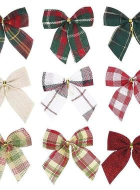 10/20pcs Christmas Gold Dust Bows Christmas Tree Printed Bow