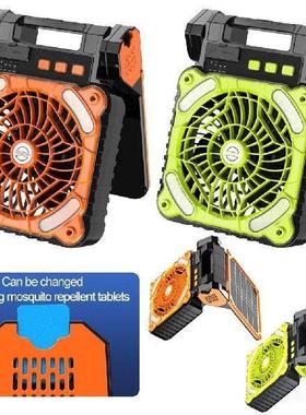 7800mAh Camping Fan with LED Light Power Bank Solar Powered
