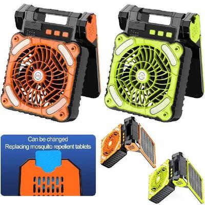 7800mAh Camping Fan with LED Light Power Bank Solar Powered