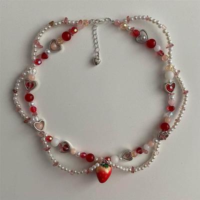 strawberry necklace Pearls BeadedNecklace Choker Beautiful G