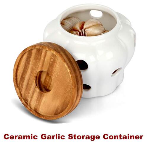 Garlic Keeper Vented Ceramic Garlic Storage Container