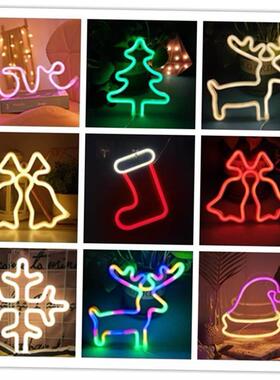 Christmas Decoration LED Neon Sign Light Love Deer Elk Bell