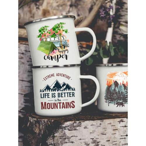 Adventure Forest Mountain Print Enamel Creative Coffee Water