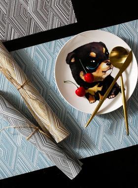 Black and white striped table mat Nordic household rectangul