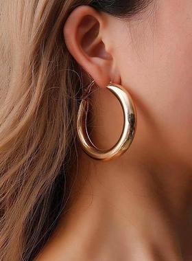 Personality 50 MM Big Gold Hoops Earrings Minimalist Thick
