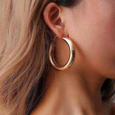 Personality 50 MM Big Gold Hoops Earrings Minimalist Thick