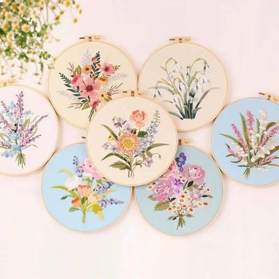 Flower Embroidery Starter Kit DIY Cross Stitch Set for Begin